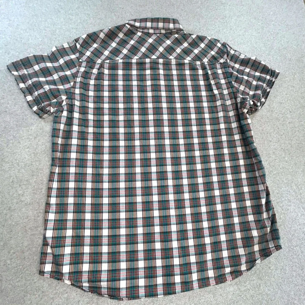 Banana Republic Button Up Shirt Mens XL Green Plaid Short‎ Sleeve Casual